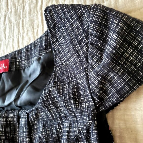 MERONA SHEATH DRESS SIZE 6 PLAID TWEED SIDE ZIPPER SHORT BELT FULLY LINED - Picture 7 of 9